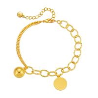 Bracelets en laiton, avec 2.36inch chaînes de rallonge, Rond, Placage de couleur d'or, bijoux de mode & pour femme, protéger l'environnement, sans nickel, plomb et cadmium, Longueur:Environ 6.49 pouce, Vendu par PC