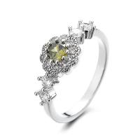 Cubic Zirconia Micro Pave Brass Ring Flower platinum color plated & micro pave cubic zirconia & for woman nickel lead & cadmium free 8mm US Ring Sold By PC