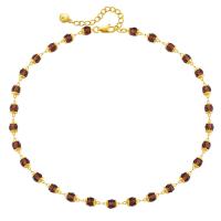 Pulsera de perlas de vidrio, metal, con Cuentas de vidrio, con 2.36inch extender cadena, chapado en color dorado, estilo popular & para mujer, longitud:aproximado 15.35 Inch, Vendido por UD