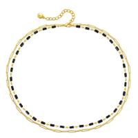 Brass Bracelet & Bangle, with Natural Stone, with 2.36inch extender chain, 18K gold plated, Double Layer & for woman, Length:Approx 14.56 Inch, Sold By PC