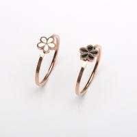 Stainless Steel Finger Ring 304 Stainless Steel Daisy Vacuum Ion Plating & for woman & enamel US Ring Sold By PC