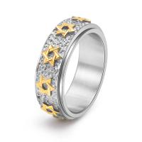 Палец кольцо из нержавеющей стали, Нержавеющая сталь 304, Гексаграмма, вращающийся & Мужская & разный размер для выбора, Много цветов для выбора, 8mm, размер:6-12, продается PC