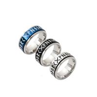 Stainless Steel Finger Ring 304 Stainless Steel Vacuum Ion Plating rotatable & Unisex & with letter pattern & enamel 8mm US Ring Sold By PC