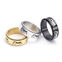Stainless Steel Finger Ring 304 Stainless Steel Vacuum Ion Plating rotatable & Unisex & enamel 8mm US Ring Sold By PC