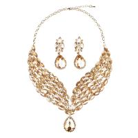 Crystal Jewelry Sets, Tibetan Style, with Crystal, plated, 2 pieces & for woman & with rhinestone, more colors for choice, 25x65mm, Length:Approx 18.5 Inch, Sold By Set