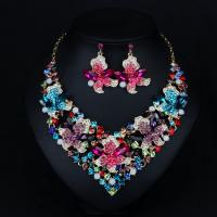 Crystal Jewelry Sets Zinc Alloy with Crystal plated 2 pieces & for woman & with rhinestone multi-colored Length Approx 18.89 Inch Sold By Set