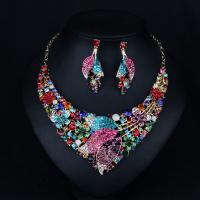 Crystal Jewelry Sets, Tibetan Style, with Crystal, plated, 2 pieces & for woman & with rhinestone, multi-colored, 20x45mm, Length:Approx 18.89 Inch, Sold By Set