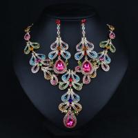 Crystal Jewelry Sets, Tibetan Style, with Crystal, plated, 2 pieces & for woman & with rhinestone, more colors for choice, 20x50mm, Length:Approx 18.89 Inch, Sold By Set