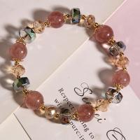 Bracelets quartz, Strawberry Quartz, avec Cristal naturel, pour femme, multicolore, Longueur:Environ 6.29 pouce, Vendu par PC