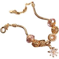 Bracelet European , alliage de zinc, avec cristal, Placage de couleur d'or, pour femme & avec strass, Longueur:Environ 7.48 pouce, Vendu par PC