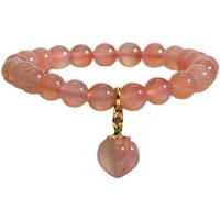 Agate Jewelry Bracelet, Yanyuan Agate, with Tibetan Style, gold color plated, for woman, pink, Length:Approx 6.29 Inch, Sold By PC