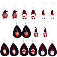 Christmas Earrings PU Leather with Zinc Alloy Teardrop printing Christmas Design & for woman Sold By Pair