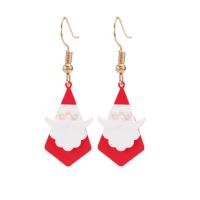 Christmas Earrings, Tibetan Style, Santa Claus, painted, Christmas Design & for woman, red, 17x30.90mm, Sold By Pair