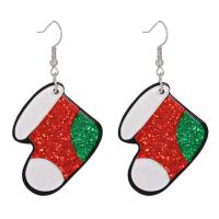 Christmas Earrings Resin with Zinc Alloy Christmas Sock Christmas Design & for woman multi-colored Sold By Pair