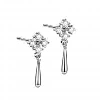 925 Sterling Silver Drop &  Dangle Earrings platinum color plated for woman & with rhinestone Sold By Pair