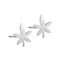 925 Sterling Silver Stud Earrings Maple Leaf platinum color plated for woman Sold By Pair