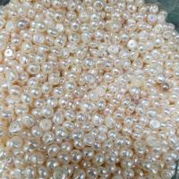 Tlačítko kultivované sladkovodní Pearl Beads, Flat Round, DIY, bílý, 4-5mm, Prodáno za Cca 14.17 inch Strand