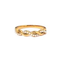 Edelstahl Ringe, 304 Edelstahl, mit ABS-Kunststoff-Perlen, Modeschmuck & verschiedene Größen vorhanden & für Frau, goldfarben, 22x4mm, verkauft von PC