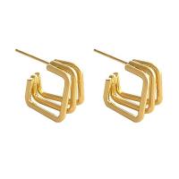 Titanium Steel  Earring, Vacuum Ion Plating, fashion jewelry & for woman, golden, 11x11mm, Sold By Pair