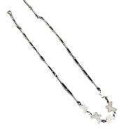 Titanstahl Halskette, mit Muschel, mit Verlängerungskettchen von 5cm, Schmetterling, Modeschmuck & für Frau, keine, Länge:40.03 cm, verkauft von PC