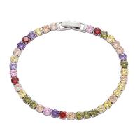 Zircon cubique Bracelet, alliage de zinc, Placage, bijoux de mode & pour femme & avec zircone cubique, plus de couleurs à choisir, 180x4mm, Vendu par PC