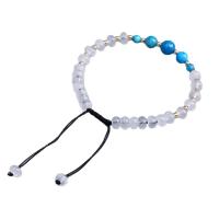 Gemstone Bracelets Clear Quartz with Knot Cord & Apatites & Brass handmade fashion jewelry & for woman Length 18 cm Sold By PC