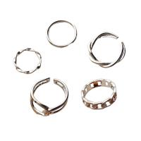 Cink Alloy Ring Set, Cink ötvözet, galvanizált, 5 darab & divat ékszerek & a nő & üreges, több színt a választás, 1.7cmu30011.8cmu30011.9cmu30011.7cmu30011.8cm, Által értékesített Set