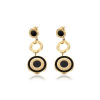 Titanium Steel  Earring, gold color plated, fashion jewelry & for woman, golden, 40x15mm, Sold By Pair