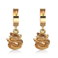 Boucle d'oreille Acier Titane, Placage de couleur d'or, bijoux de mode & pour femme, plus de couleurs à choisir, 40x16mm, Vendu par PC
