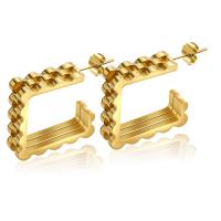 Titanium Steel  Earring plated fashion jewelry & Unisex gold Sold By PC