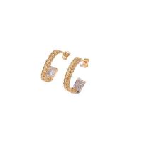 Cubic Zirconia Micro Pave Brass Earring, plated, fashion jewelry & different styles for choice & micro pave cubic zirconia & for woman, 25.5*19.6MMu300122.7*18.7MM, Sold By Pair