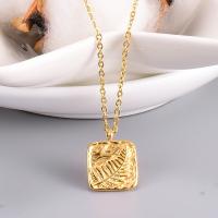 Stainless Steel Jewelry Necklace, 316L Stainless Steel, with 7cm extender chain, Square, fashion jewelry & for woman, golden, 12mm, Length:Approx 40 cm, Sold By PC