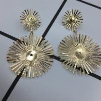 Zinc Alloy Drop Earrings Flat Round plated for woman nickel lead & cadmium free 50-60mm Sold By Pair