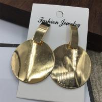 Zinklegierung Ohrringe, flache Runde, goldfarben plattiert, für Frau, frei von Nickel, Blei & Kadmium, 50-60mm, verkauft von Paar