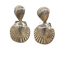 Tibetan Style Drop Earrings, Shell, gold color plated, for woman, nickel, lead & cadmium free, 50-60mm, Sold By Pair