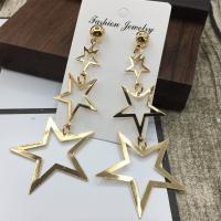 Tibetan Style Drop Earrings, Star, gold color plated, for woman & hollow, nickel, lead & cadmium free, 50-60mm, Sold By Pair