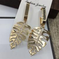 Tibetan Style Drop Earrings, Leaf, gold color plated, for woman & hollow, nickel, lead & cadmium free, 50-60mm, Sold By Pair