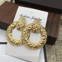 Tibetan Style Drop Earrings, Donut, gold color plated, for woman & hollow, nickel, lead & cadmium free, 50-60mm, Sold By Pair