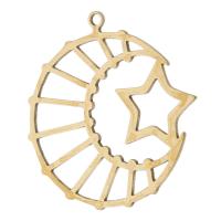 Hollow Brass Pendants, Moon and Star, Unisex, original color, nickel, lead & cadmium free, 27x28.50x1mm, Hole:Approx 1mm, Approx 1000PCs/Bag, Sold By Bag