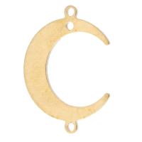 Messing smykker Connector, Moon, du kan DIY & 2/1 loop, oprindelige farve, nikkel, bly & cadmium fri, 16.50x22x1mm, Hole:Ca. 1mm, Ca. 1000pc'er/Bag, Solgt af Bag