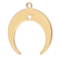 Brass Jewelry Pendants, Moon, Unisex & double-hole, original color, nickel, lead & cadmium free, 18x19x1mm, Hole:Approx 1mm, Approx 1000PCs/Bag, Sold By Bag