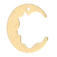 Brass Jewelry Pendants, Moon, Unisex, original color, nickel, lead & cadmium free, 17x18x0.50mm, Hole:Approx 1mm, Approx 1000PCs/Bag, Sold By Bag