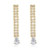Fashion Fringe Earrings Brass gold color plated micro pave cubic zirconia & for woman golden nickel lead & cadmium free Sold By Pair