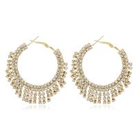Rhinestone Earring Brass Donut gold color plated & for woman & with rhinestone golden nickel lead & cadmium free Sold By Pair