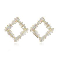 Cubic Zirconia Micro Pave Brass Earring Square gold color plated micro pave cubic zirconia & for woman golden nickel lead & cadmium free 13mm Sold By Pair