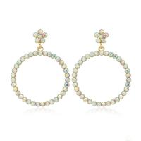 Rhinestone Earring Zinc Alloy Donut gold color plated for woman & with rhinestone nickel lead & cadmium free Sold By Pair
