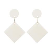 Acrylic Jewelry Earring, with Iron, Rhombus, silver color plated, for woman, white, 42x27mm, Sold By Pair