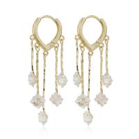 Cubic Zirconia Micro Pave Brass Earring gold color plated micro pave cubic zirconia & for woman golden nickel lead & cadmium free Sold By Pair