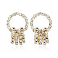 Rhinestone Earring Brass gold color plated for woman & with rhinestone golden nickel lead & cadmium free Sold By Pair
