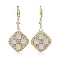 Cubic Zirconia Micro Pave Brass Earring,  Square, gold color plated, micro pave cubic zirconia & for woman & enamel, more colors for choice, nickel, lead & cadmium free, 50x23mm, Sold By Pair